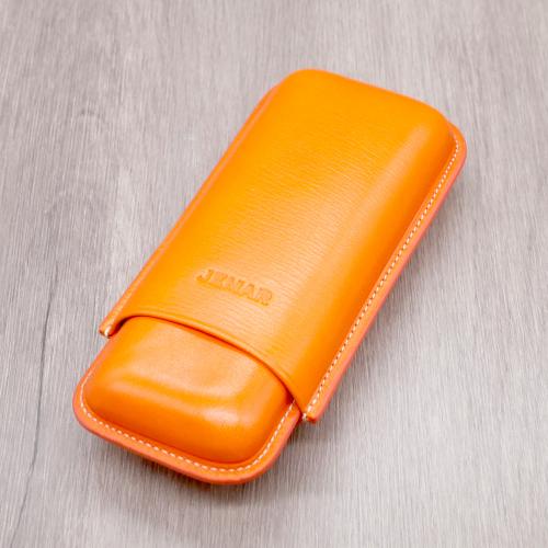 Jemar Leather Cigar Case - Robusto - Two Cigars - Orange