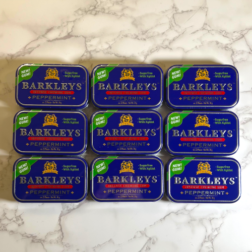 Barkleys Sugarfree Chewing Gum - Peppermint Tin - 9 x 30g