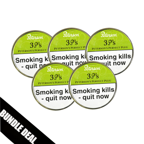 Bundle Deal - Peterson 3 P\'s Plug Pipe Tobacco 5 x 50g Tin
