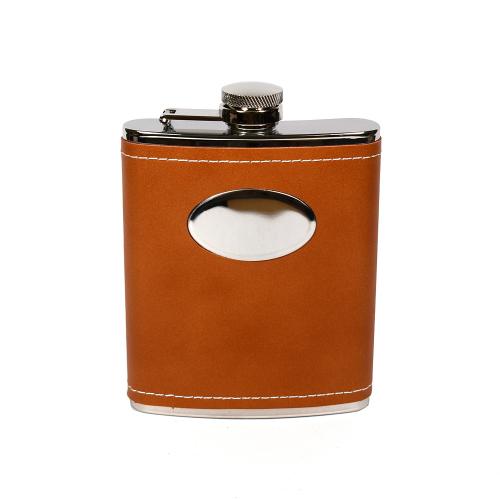 Peterson 6oz Hip Flask  - Brown Leather