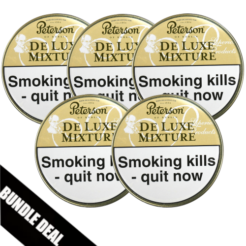 Bundle Deal - Peterson De Luxe Mixture Pipe Tobacco - 5 x 50g Tin