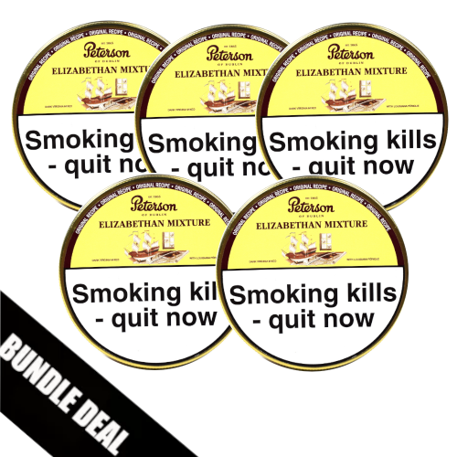 Bundle Deal - Peterson Elizabethan Mixture Pipe Tobacco - 5 x 50g tin (Formerly Dunhill Range)