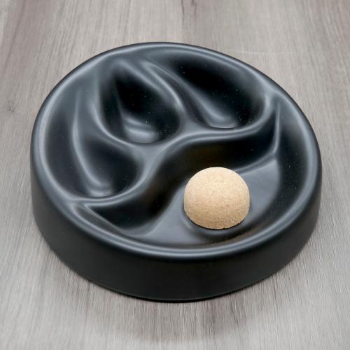 Ceramic Three Rest Pipe Ashtray & Cork Knocker - Matt Black