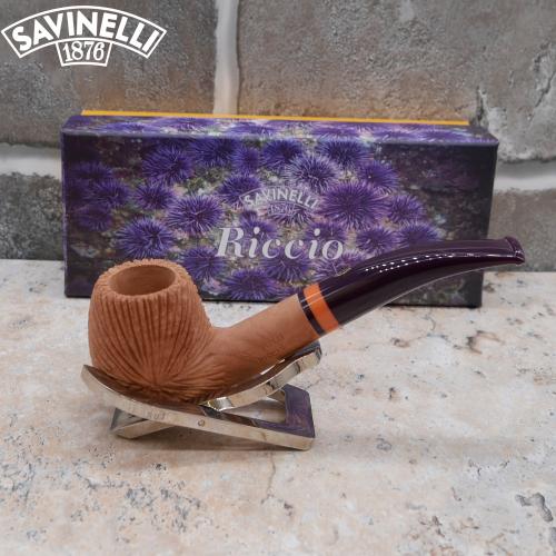 Savinelli Riccio 626 Natural Rustic Bent Apple 6mm Filter Fishtail Pipe (SAV533)