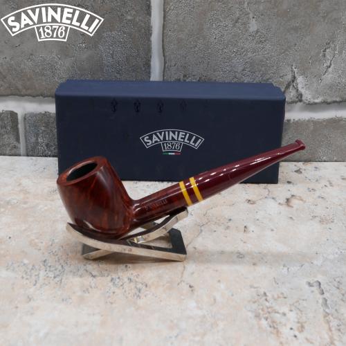 Savinelli Regimental 128 Smooth Burgundy 6mm Filter Fishtail Pipe (SAV590)