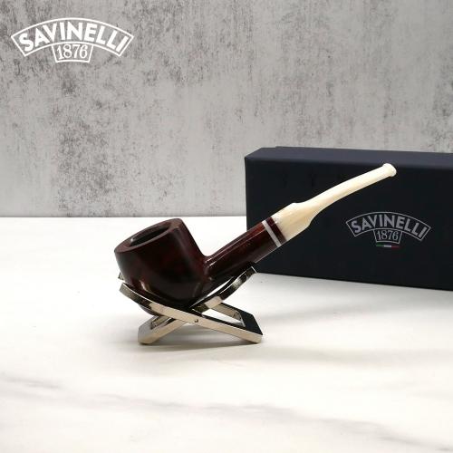 Savinelli Avorio 121 Smooth Burgundy 6mm Filter Fishtail Pipe (SAV1278)