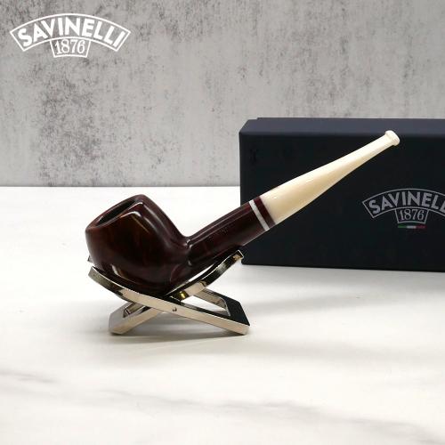 Savinelli Avorio 207 Smooth Burgundy 6mm Filter Fishtail Pipe (SAV1282)