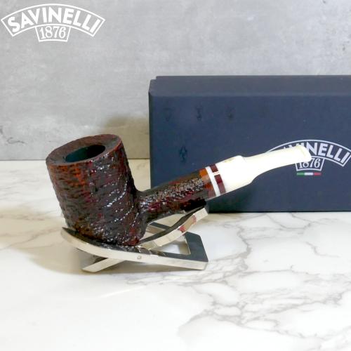 Savinelli Avorio 311 Rustic Brown 6mm Filter Fishtail Pipe (SAV1319)