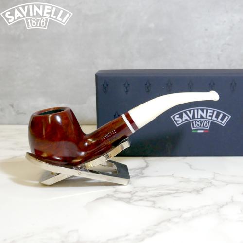 Savinelli Avorio 626 Smooth Burgundy 9mm Filter Fishtail Pipe (SAV1329)