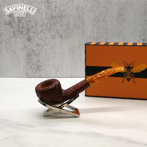 Savinelli Miele 316 Rustic KS Semi Bent Honey 9mm Filter Fishtail Pipe (SAV1333)