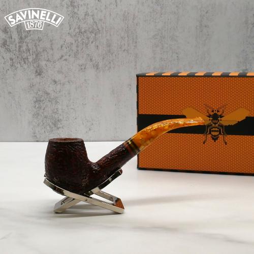 Savinelli Miele 670 Brownblast Bent Honey 9mm Filter Fishtail Pipe (SAV1335)