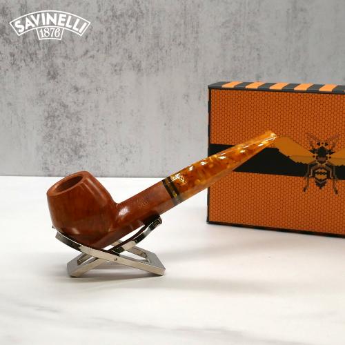 Savinelli Miele 512 Smooth KS Semi Bent Honey 9mm Filter Fishtail Pipe (SAV1336)