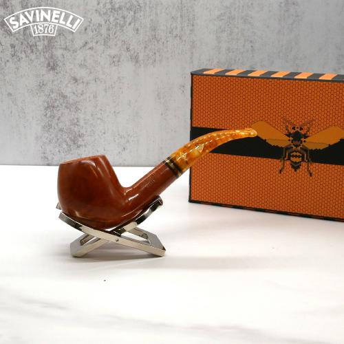 Savinelli Miele 677 Smooth Bent Honey 9mm Filter Fishtail Pipe (SAV1344)