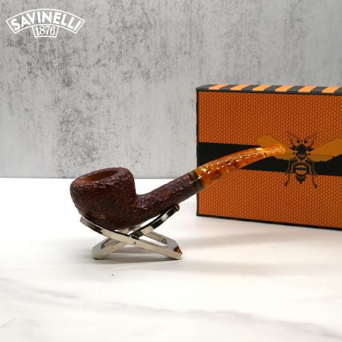 Savinelli Miele 316 Rustic Semi Bent Honey 6mm Filter Fishtail Pipe (SAV1345)