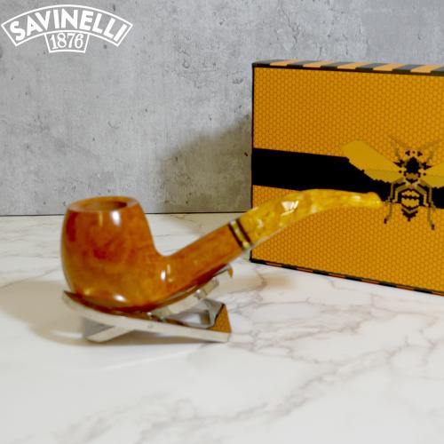 Savinelli Miele 677 Smooth KS Bent Honey 9mm Filter Fishtail Pipe (SAV1401)