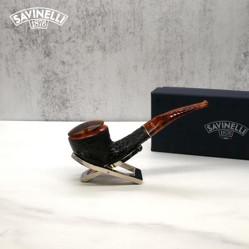 Savinelli Tortuga 305 Rustic Half Bent 6mm Filter Fishtail Pipe (SAV1405)