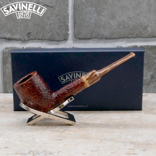 Savinelli Dolomiti 114 Rustic Light Brown 9mm Filter Fishtail Pipe (SAV1506)