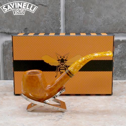 Savinelli Miele 602 Smooth Bent Honey 6mm Filter Fishtail Pipe (SAV1516)