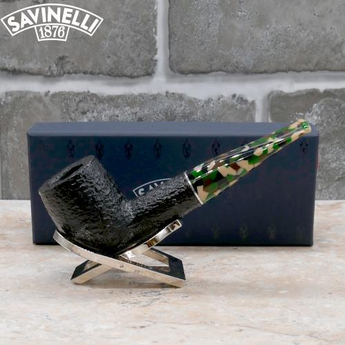 Savinelli Camouflage Rustic 101 Black 6mm Fishtail Pipe (SAV1520) (End of Line)