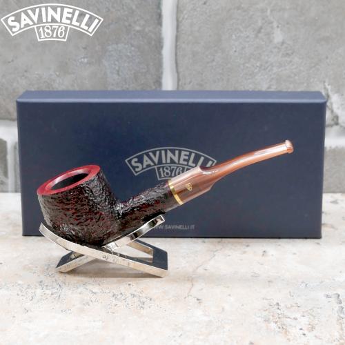 Savinelli Roma Lucite 122 Rustic 6mm Filter Half Bent Pot Fishtail Pipe (SAV1605)