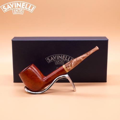 Savinelli Dolomiti 128 Smooth Light Brown Fishtail 9mm Pipe (SAV1774)