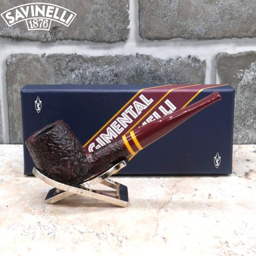 Savinelli Regimental 128 Rustic Dark Brown 6mm Filter Fishtail Pipe (SAV587)