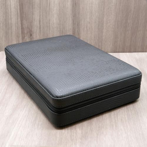 Savinelli Leather Zip Cigar Case Box - Black - Fits 10 Cigars