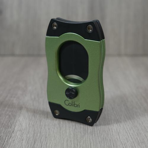 Colibri S Cut Brushed Metal Cigar Cutter - Green & Black