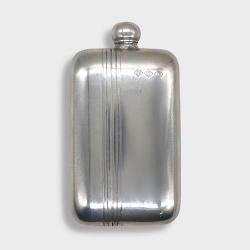 6oz Stamped Pewter Hip Flask with Fluted Strip