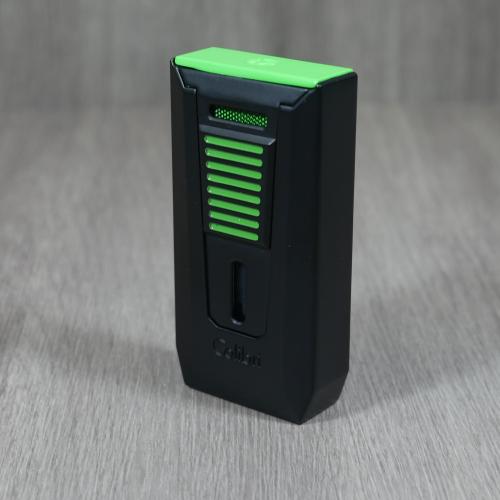 Colibri Slide Double Jet Flame Lighter - Black & Green