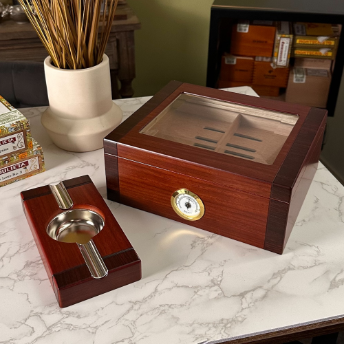 Prestige Sovereign Humidor & Ashtray Set - 50 Cigar Capacity