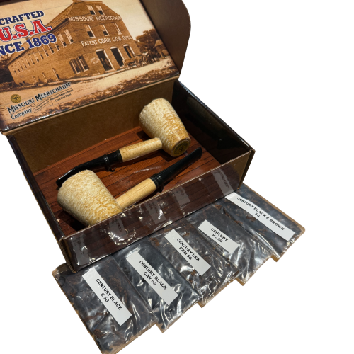 The Centuries Of Old Twain Set Cob Pipe Tobacco Sampler - Pipes & 5 x 5g