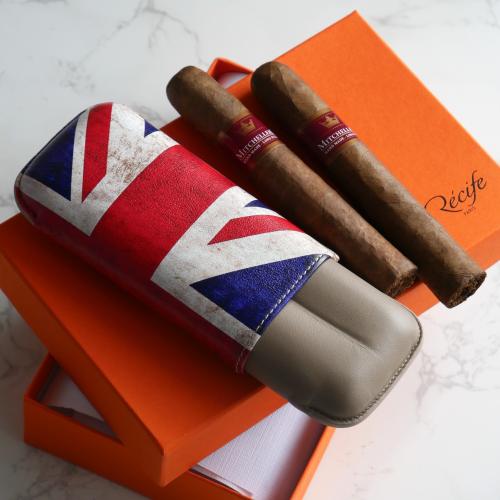 Mitchellero and Recife Union Jack Cosy Cashmere Case Sampler - 2 Cigars with Cigar Case