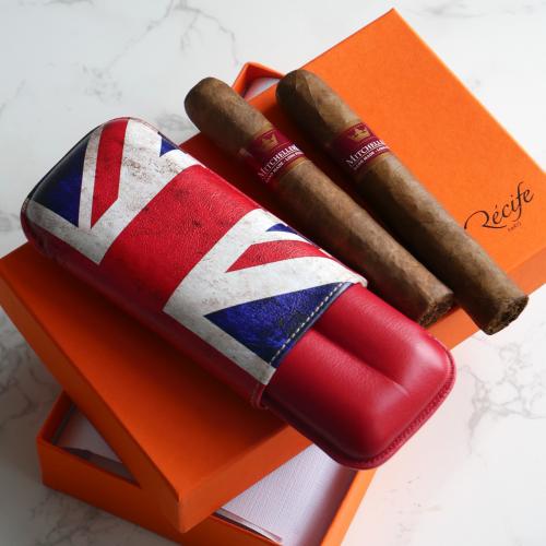 Mitchellero and Recife Union Jack Poppy Red Case Sampler - 2 Cigars with Cigar Case