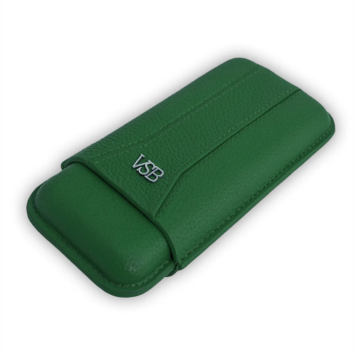 VSB London Three Finger British Racing Green Leather Cigar Case