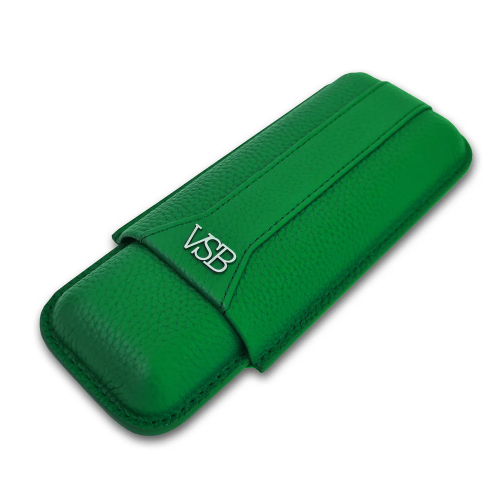 VSB London Two Finger British Racing Green Leather Cigar Case