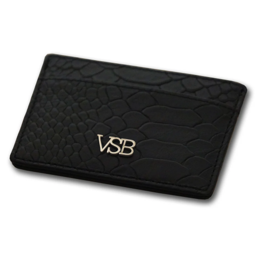 VSB London Crocodile Skin Black Leather Card Holder