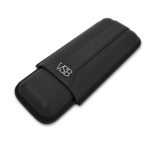 VSB London Two Finger Black Leather Cigar Case