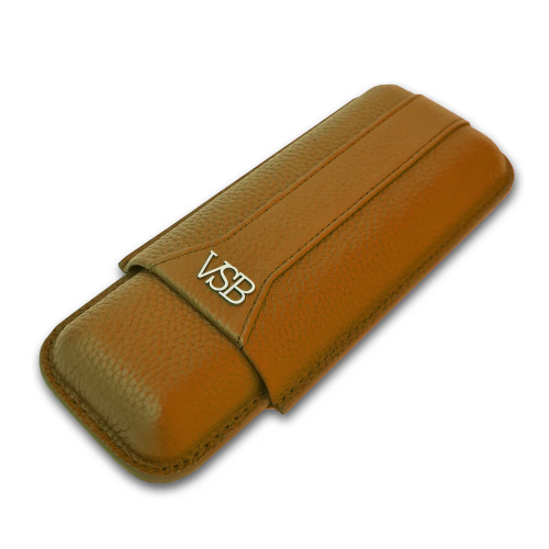 VSB London Two Finger Brown Leather Cigar Case