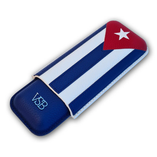 VSB London Two Finger Cuban Flag Leather Cigar Case