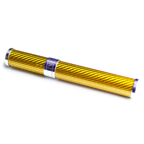 VSB London Gloss Gold Carbon Fibre & Stainless Steel 56 Ring Gauge Cigar Tube