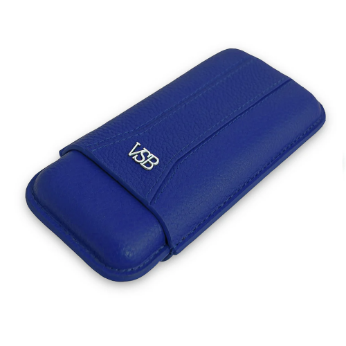 VSB London Three Finger Royal Blue Leather Cigar Case