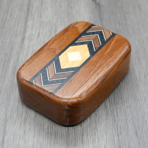 Wilsons of Sharrow Wooden Snuff Box - Arrow Pattern Dark Wood