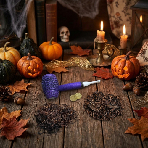 A Night of Frights & Delights Pipe Tobacco Sampler - Purple Nomad Pipe & 2 x 10g