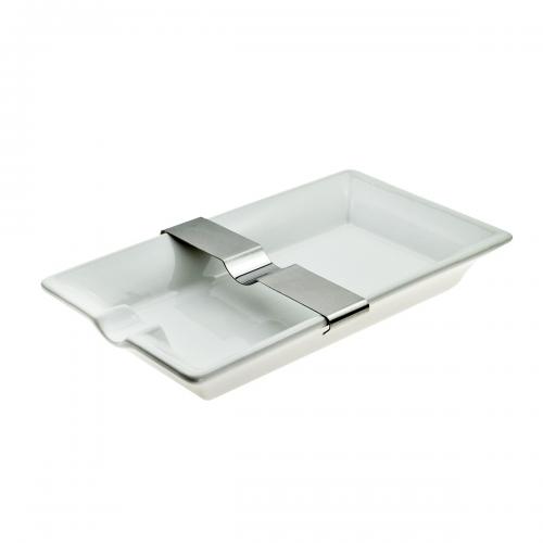 White Cigar Ashtray with Movable Rest