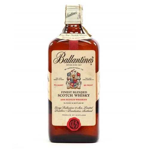 Ballantines Finest 1970s 4/5 Quart Scotch Whisky - 86 Proof 4/5 Quart