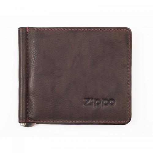 Zippo Leather Bi-Fold Money Clip - Brown