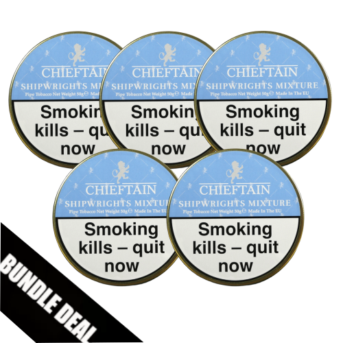 BUNDLE DEAL - Chieftain Shipwrights Mixture (Formerly Dark Chocolate & Coconut) Pipe Tobacco - 5 x 50g Tin