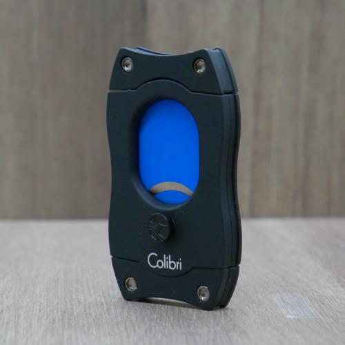 Colibri S Cut Brushed Metal Cigar Cutter - Black & Blue