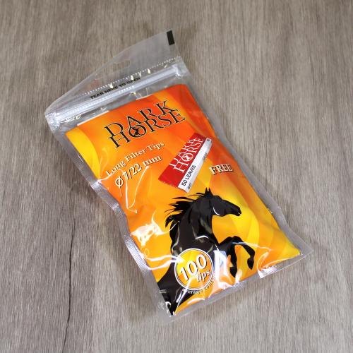 Dark Horse 7mm Long Filter Tips (100) 1 Bag - FREE Rolling Papers Included - End of Line